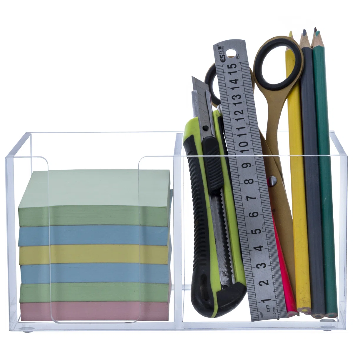 Clear Sticky Note Office Supplies Desk Organizer - Image 2