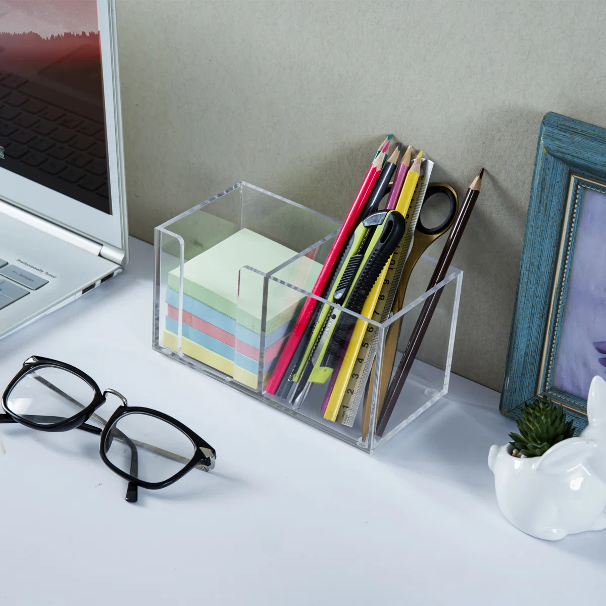 Clear Sticky Note Office Supplies Desk Organizer - Image 3