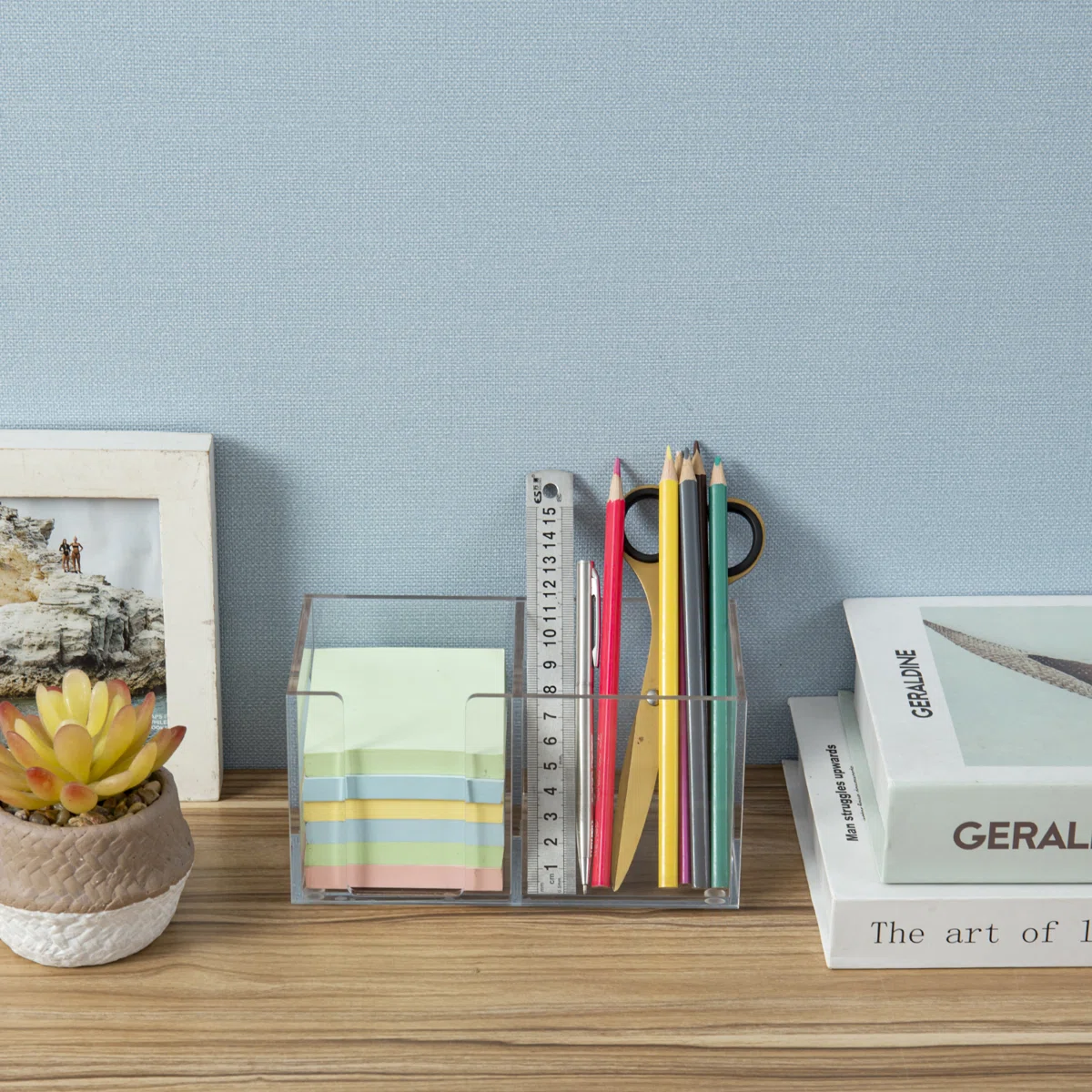 Clear Sticky Note Office Supplies Desk Organizer