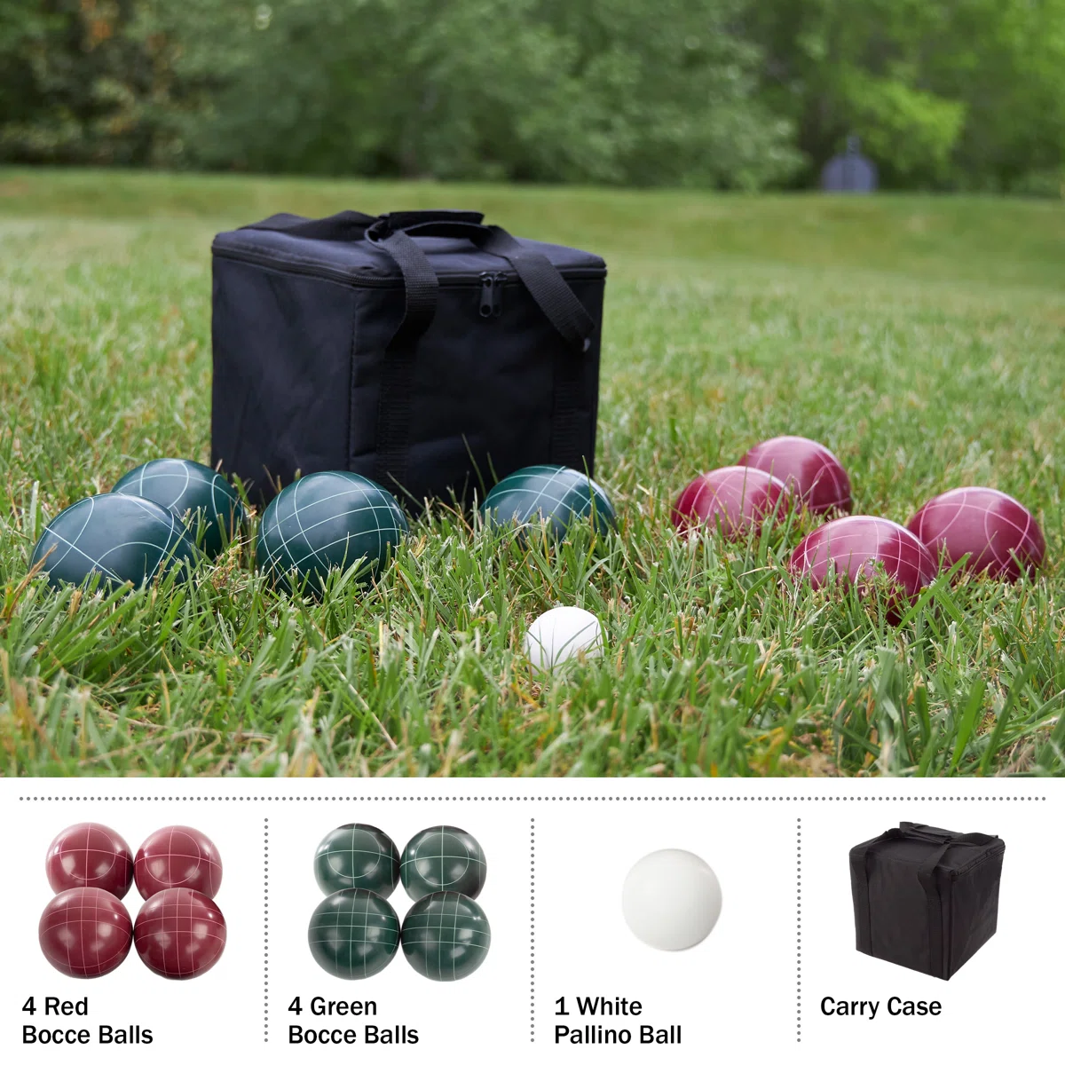 Bocce Ball Set - Lawn Game for Backyard, Beach, or Wedding with with Bocce Balls and Carrying Case - Image 3