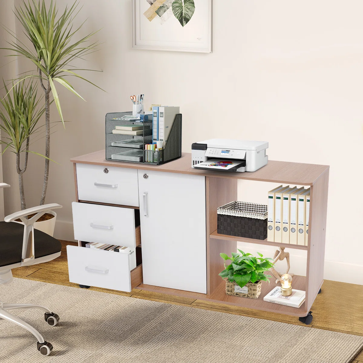 Mobile Freestanding File Cabinet For Home Office With Lock - Image 2